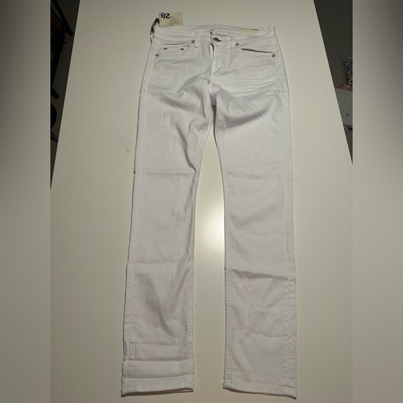 NEW Rag & Bone The Dre Boyfriend Skinny Jeans White Denim Size 28 - Picture 1 of 9